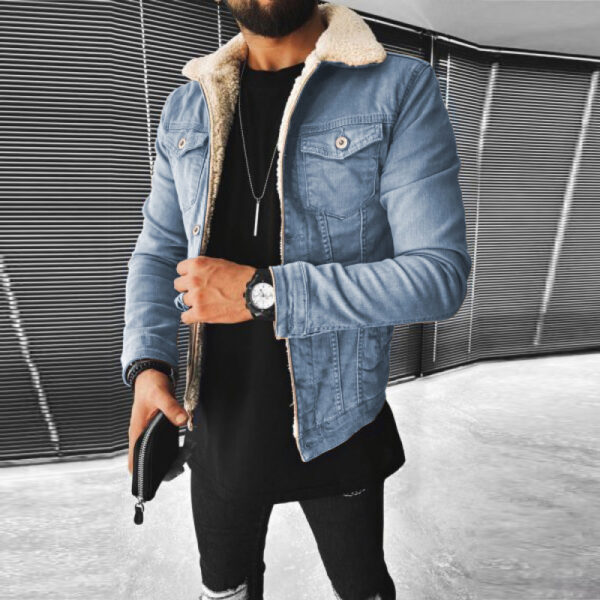 Men's Lamb Wool Denim Jacket