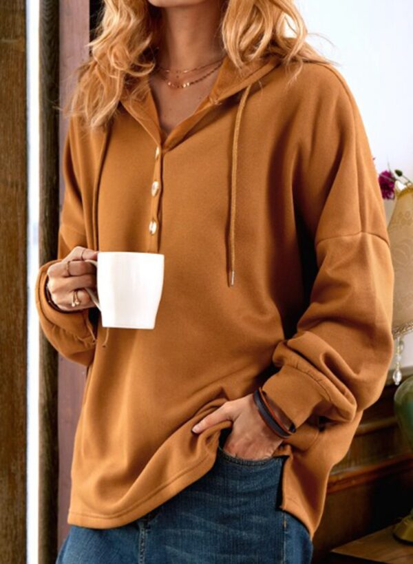 Women’s V Neck Button Hoodie