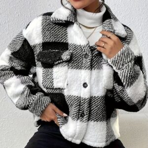 EZwear Plus Size Checkered Jacket