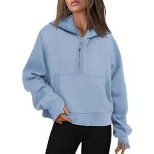 Half Zip Cropped Hoodie Pullover Sweater