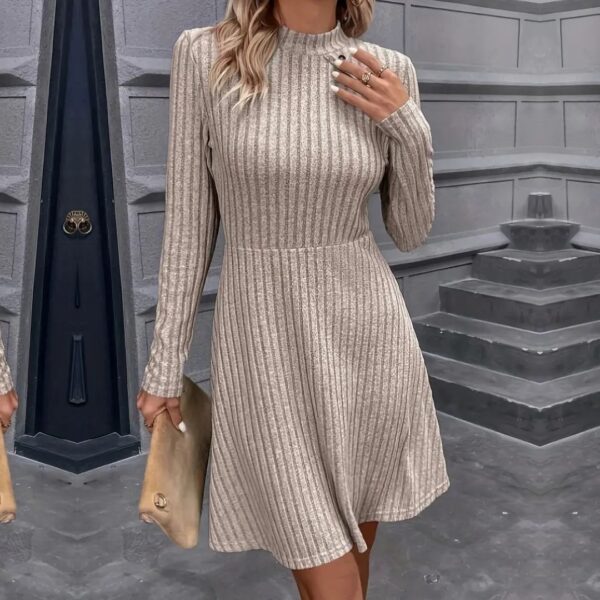 Mock Neck Ribbed Knit Dress