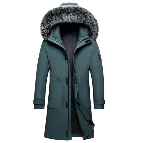 Men's Fox Fur Collar Mid-length Coat