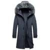 Men's Fox Fur Collar Mid-length Coat