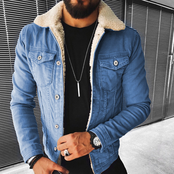 Men's Lamb Wool Denim Jacket