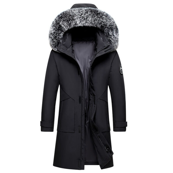 Men's Fox Fur Collar Mid-length Coat