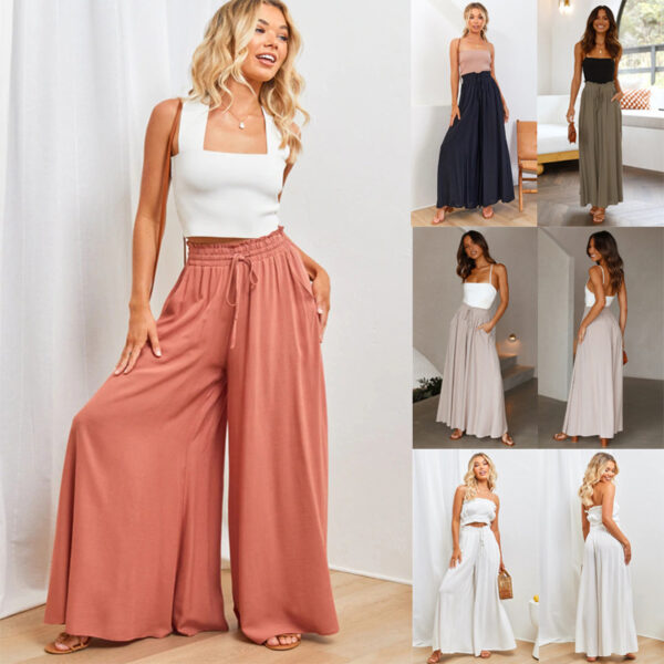 Simplee Solid Wide Leg Pants