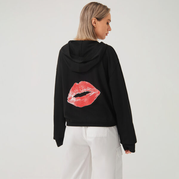 Women’s Red Lip Print Hoodie