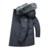 Men's Fox Fur Collar Mid-length Coat