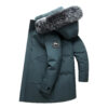 Men's Fox Fur Collar Mid-length Coat